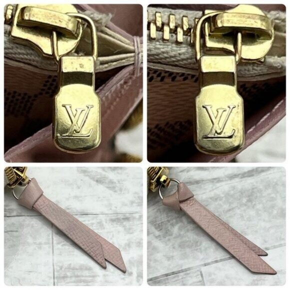 Authentic Louis Vuitton Damier Azur Clemence Zippy Wallet Rose Ballerine Pink - Picture 9 of 13
